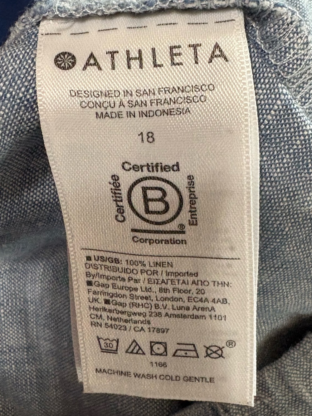 Athleta Retreat Linen Wide Leg Pants Coastal Chambray Resort Women 18 Beachy - Picture 5 of 10